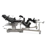 Adjustable medical operating table with leg supports and stainless frame for surgical procedures